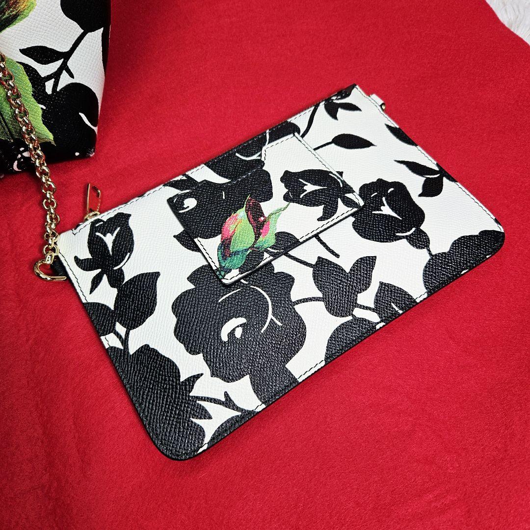 極美品 DOLCE&GABBANA レザー トートバッグ 花柄 ポーチ付