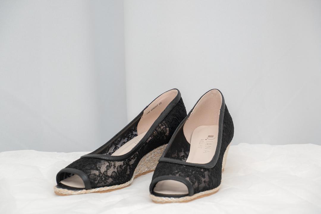 新品＊未使用DIANA WELLFIT黒リボン付きパンプス ダイアナ パンプス フラット 黒 リボン ウェルフィット レザー