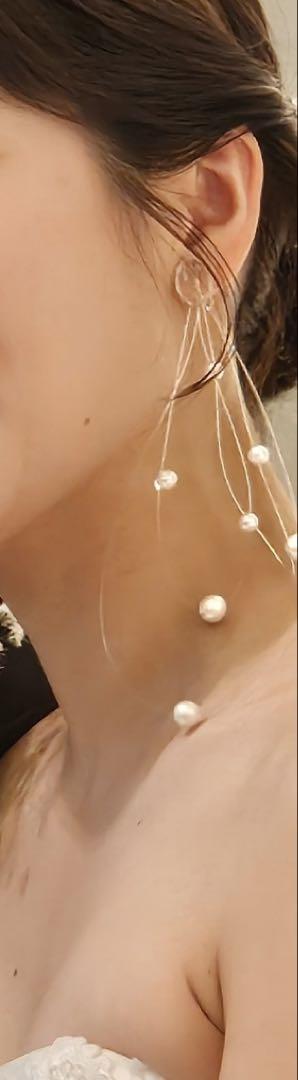 パール付きロングイヤリング