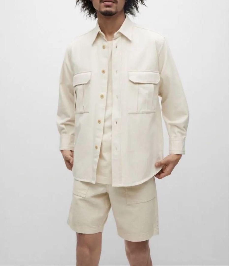 BOSS オーバーサイズフィットシャツ　アンダイド　オーガニックコットン