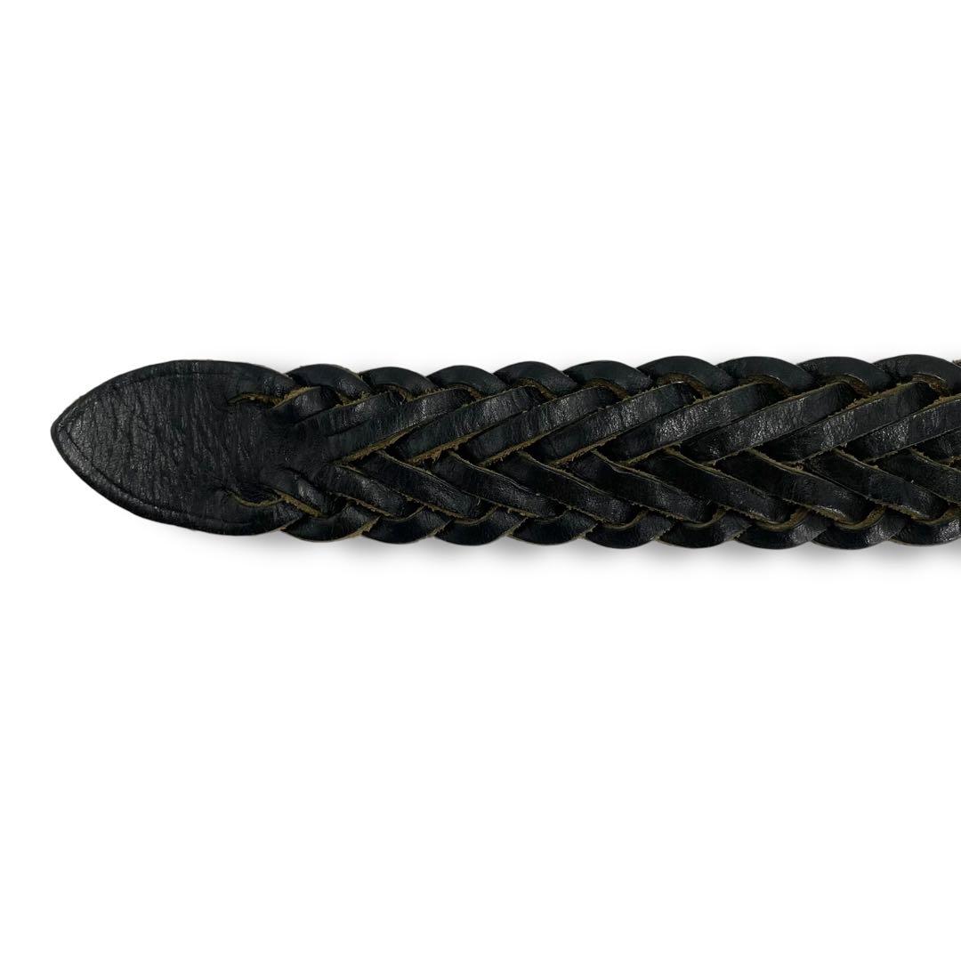 【美品】whitehouse cox 編み込みレザーベルト ブラック 美品 ホワイトハウスコックス 編み込み レザー ベルト 本革 定番