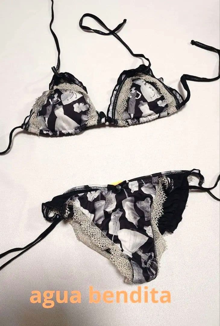 セパレート水着 白黒ドレスプリントS・Agua Bendita