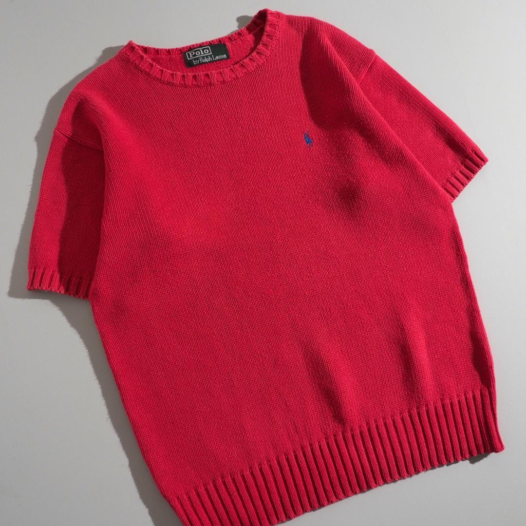 ラルフローレン 正規品 サマーニット 半袖 レッド ポニー刺繡 美