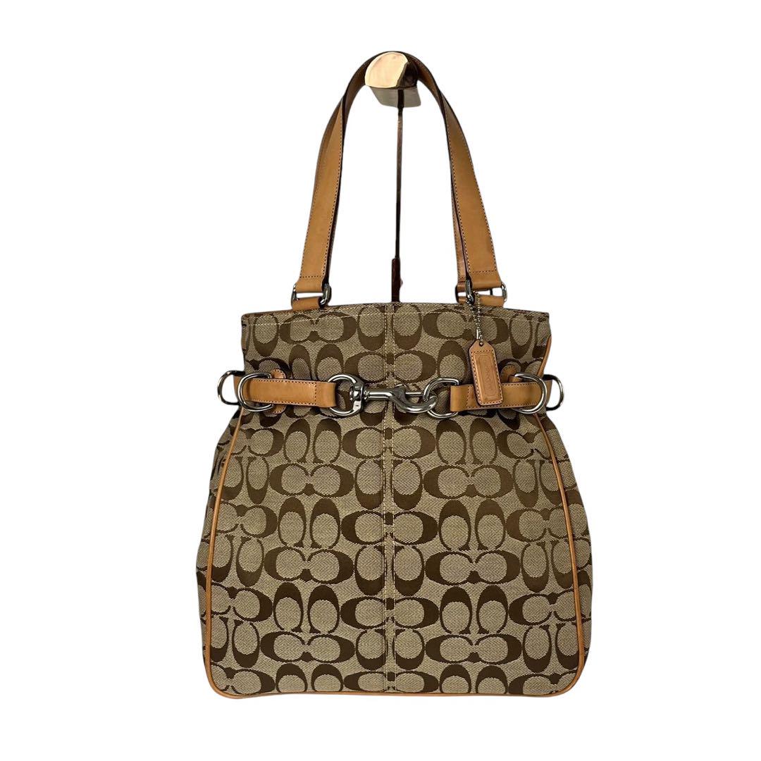 極美品✨COACH ジャッキー金具 シグネチャー トートバッグ ブラウン 極美品✨COACH ジャッキー金具 シグネチャー トートバッグ