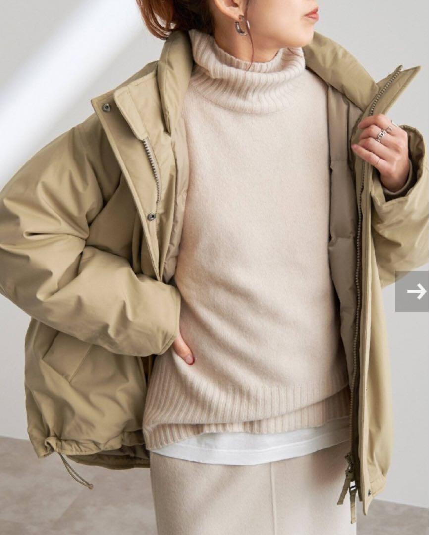 Spick ＆ Span 撥水フーデッドダウンハーフコート ベージュ