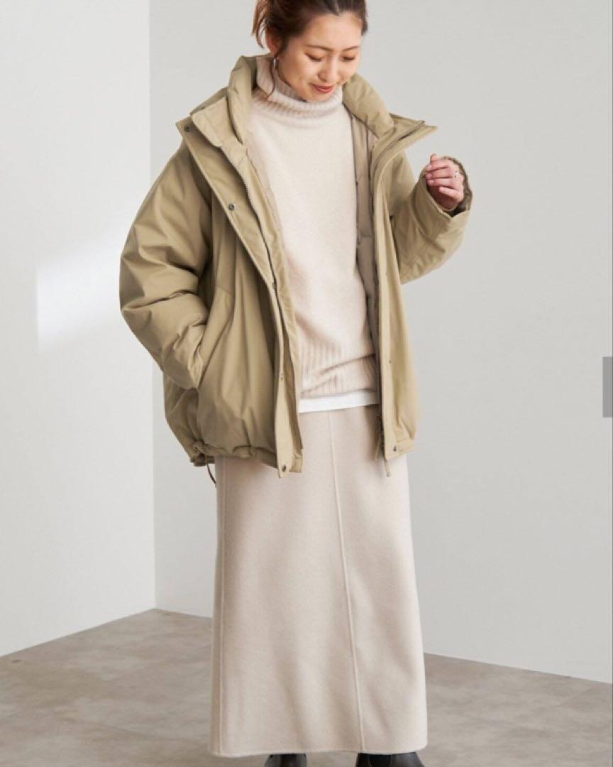 Spick ＆ Span 撥水フーデッドダウンハーフコート ベージュ