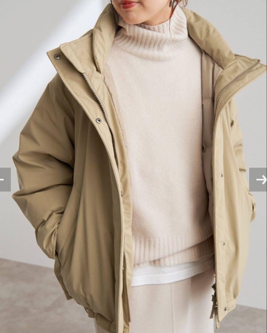 Spick ＆ Span 撥水フーデッドダウンハーフコート ベージュ