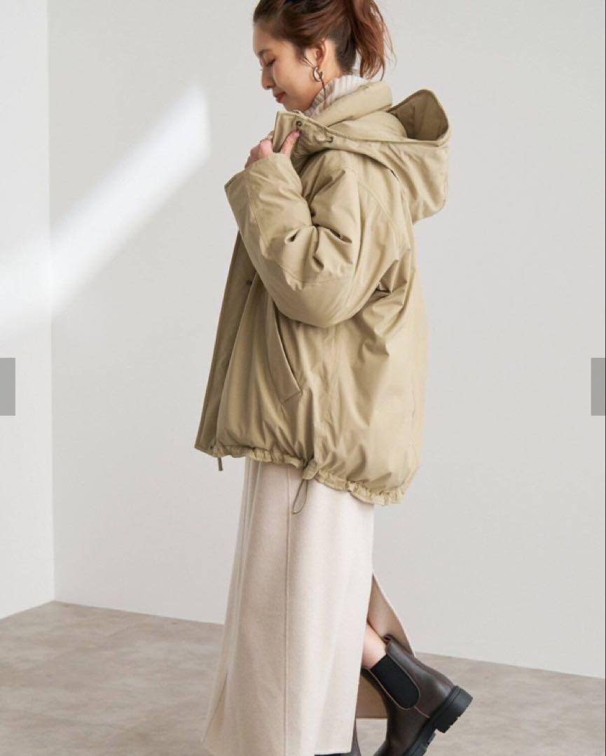 Spick ＆ Span 撥水フーデッドダウンハーフコート ベージュ