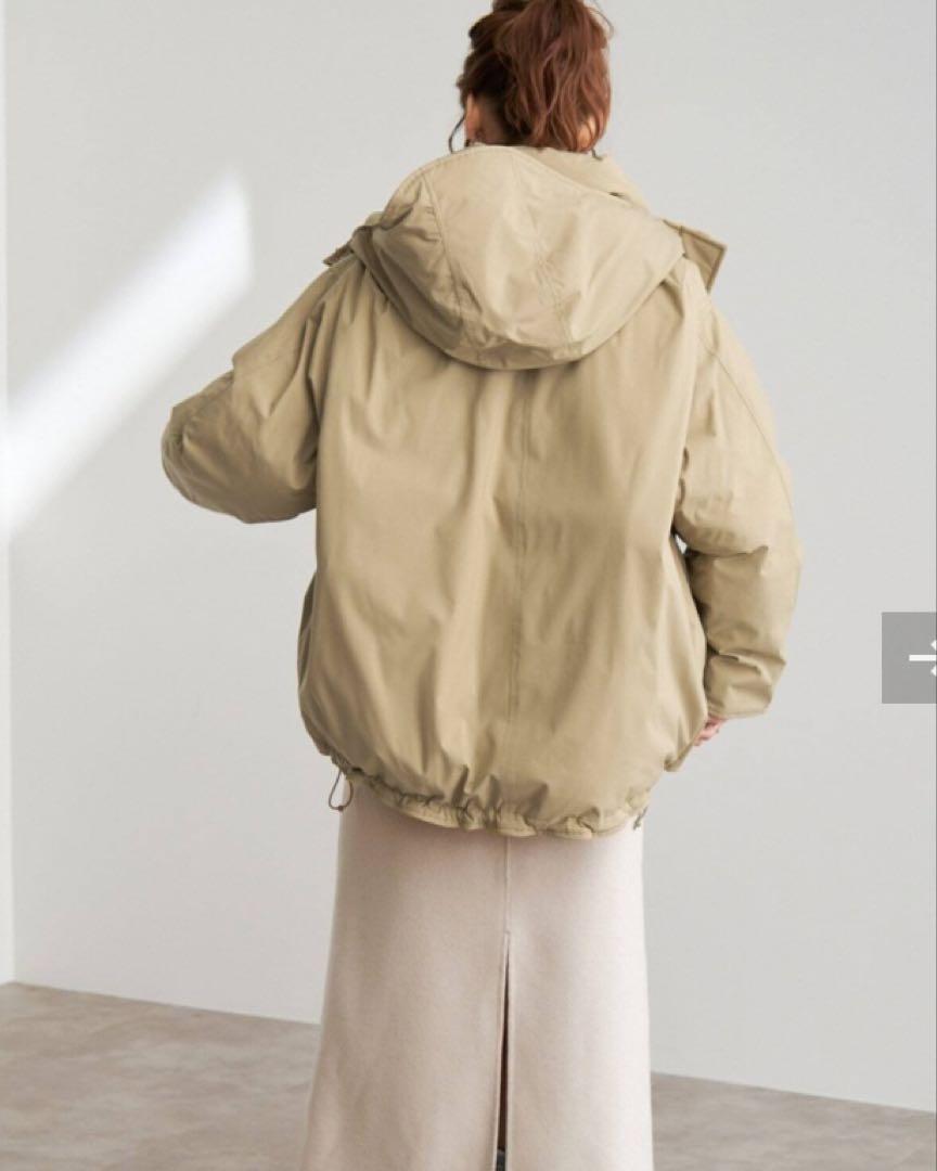 Spick ＆ Span 撥水フーデッドダウンハーフコート ベージュ