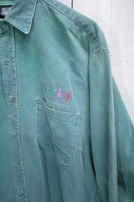 90s　長袖　シャツ　デニム　インディアン　ネイティブ　USA製　L