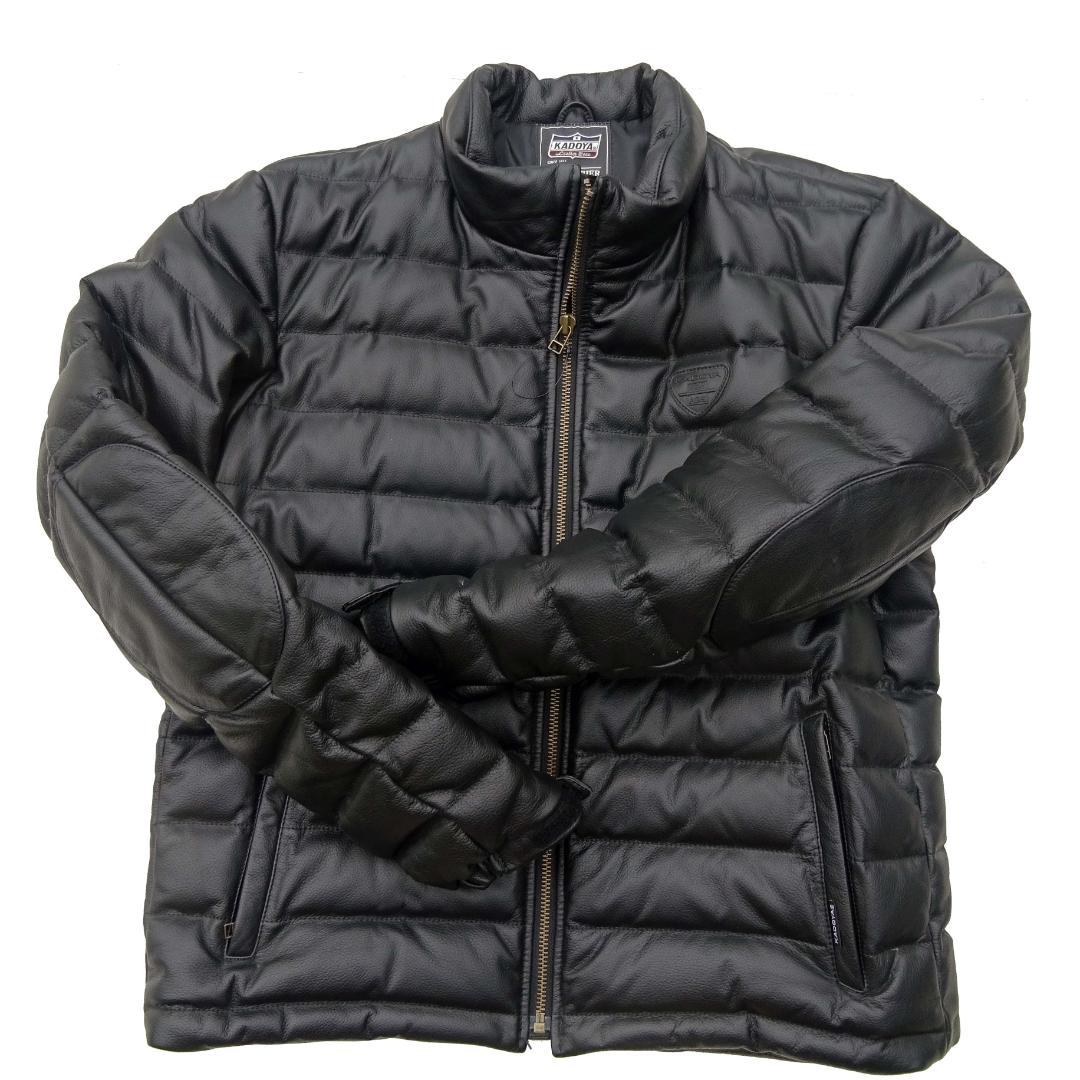 超美品　KADOYAカドヤK’S LEATHER牛革レザーダウンジャケットLL