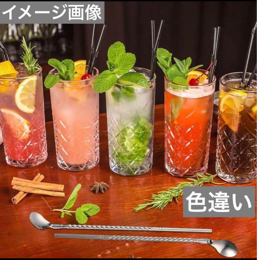 ステンレススプーンストロー 12本 パープル アイスクリーム かき氷