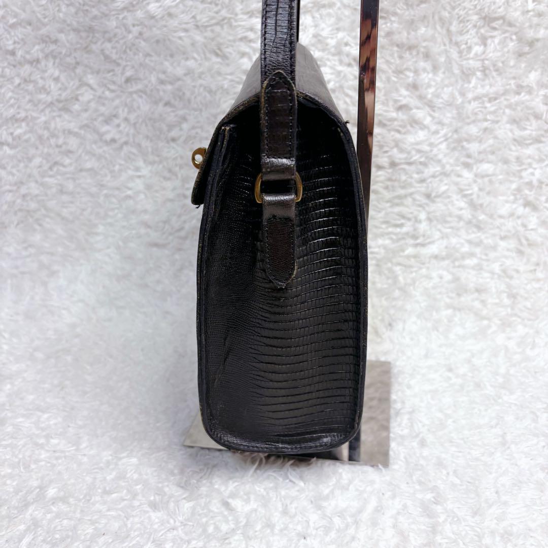 Mulberry マルベリー　ショルダーバッグ　リザード　レザー　ブラック　本革