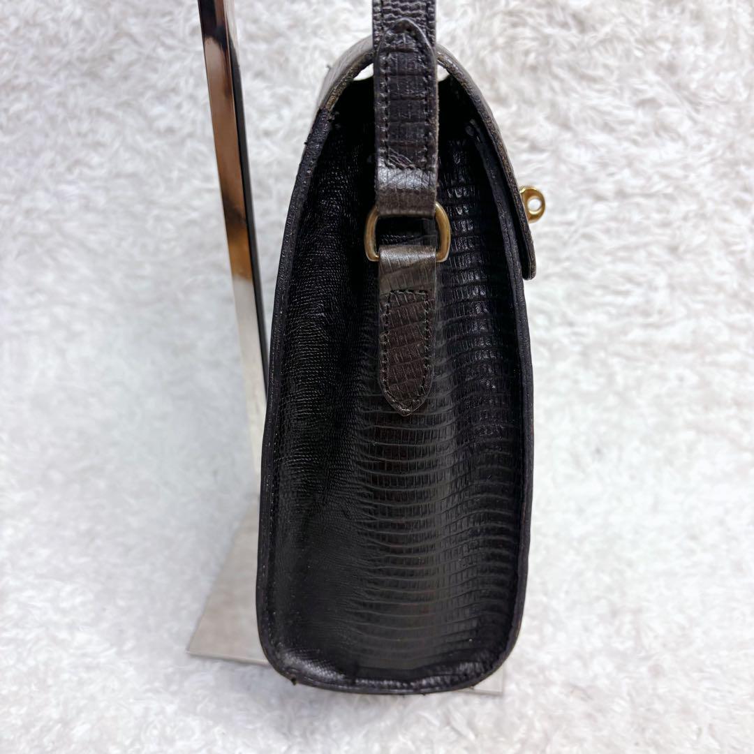 Mulberry マルベリー　ショルダーバッグ　リザード　レザー　ブラック　本革