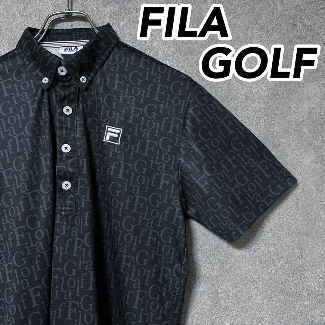 FILA GOLF フィラゴルフ 総柄 ロゴ 半袖 ポロシャツ ゴルフ ウェア