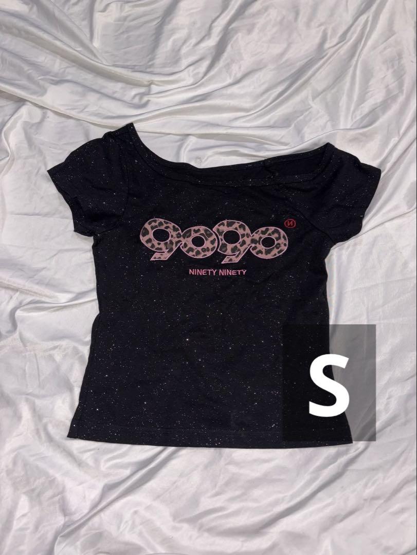 トップス 9090 girl OG Logo Off Shoulder Glitter S