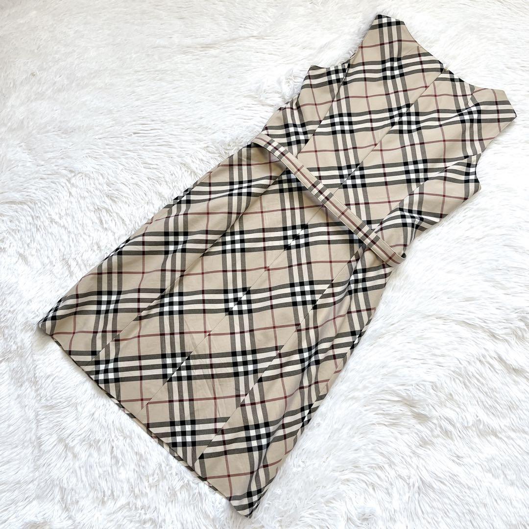 美品✨バーバリー ノバチェック ベルト付き ワンピース ベージュ ノースリーブ