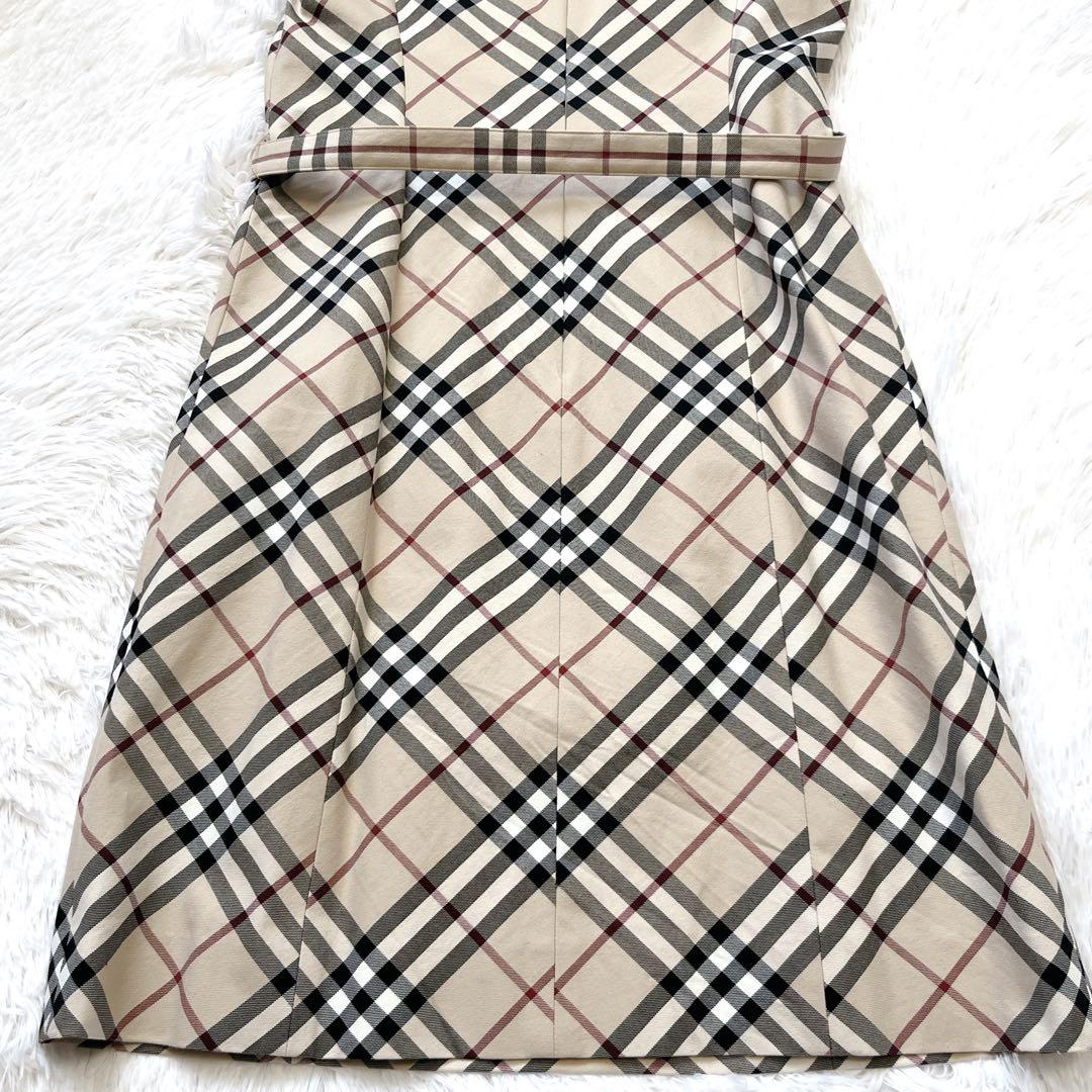 美品✨バーバリー ノバチェック ベルト付き ワンピース ベージュ ノースリーブ