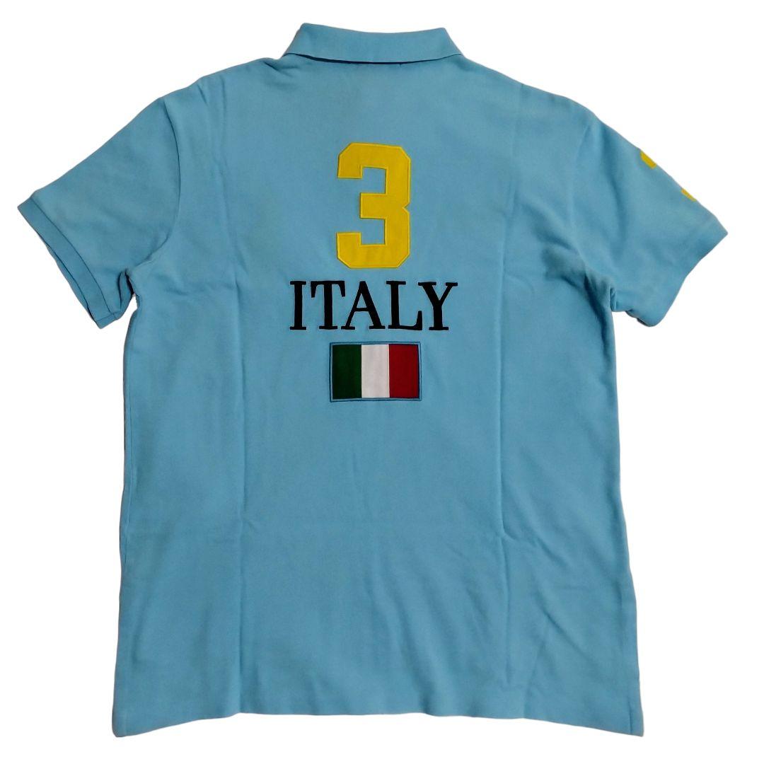 ポロラルフローレン 半袖ポロシャツ ビッグポニー イタリア 国旗 ブルー L イタリア】ポロ ラルフローレン L ポロシャツ 半袖 Tシャツ