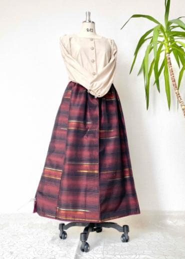 赤と黒のストライプ ロングスカートセット