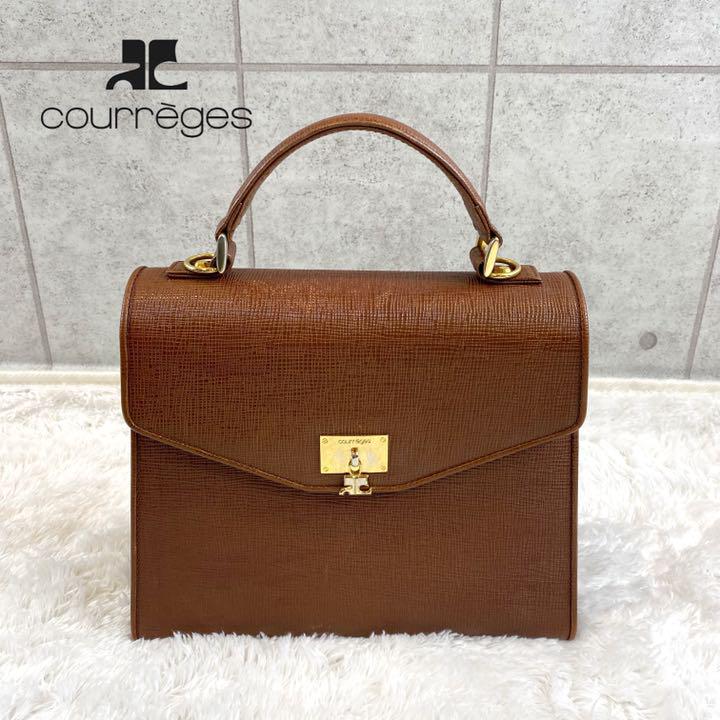 courreges クレージュ ハンドバッグ トップハンドル ゴールド金具 茶色