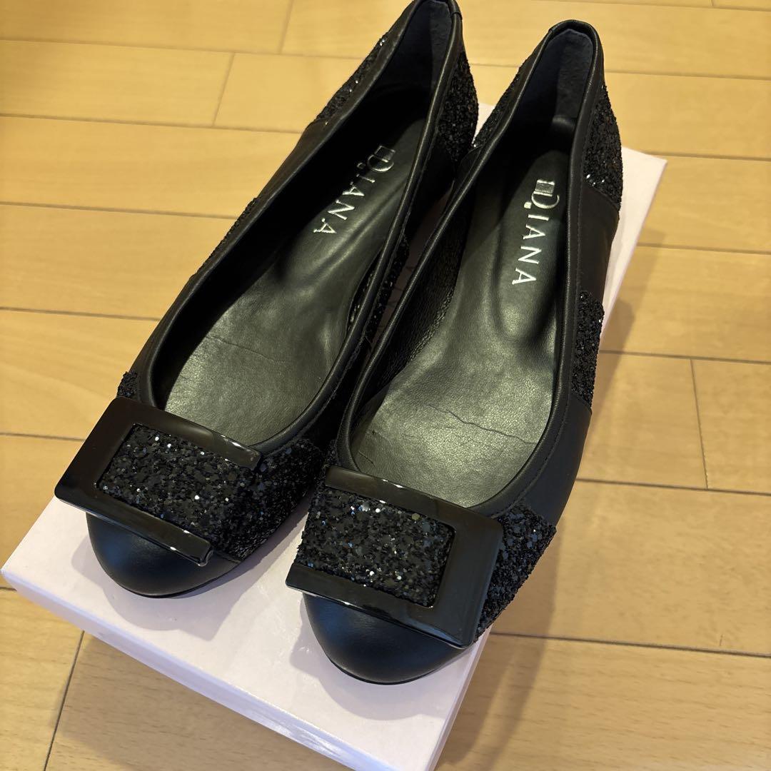 Diana グリッター フラットシューズ DIANA ブラック フラットシューズ グリッター - メルカリ