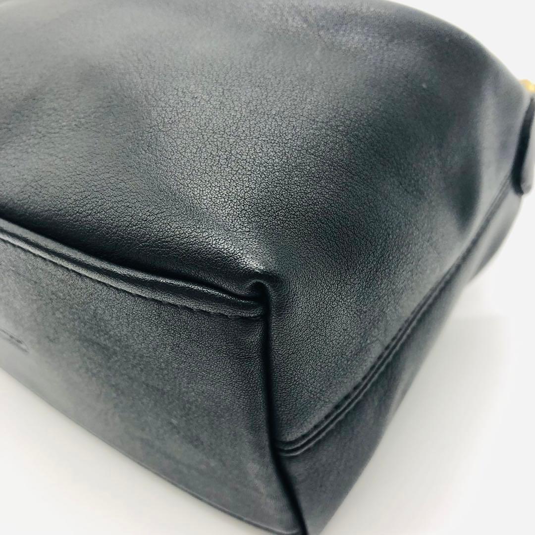 オールドコーチ　ハンドバッグ　ポーチ ブラック　グラブタンレザー　美品