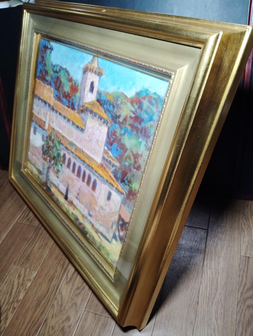 年末大特価‼️絵画油絵 画家 青山誠一風景画北スペイン ロマネスクの僧院 送料込
