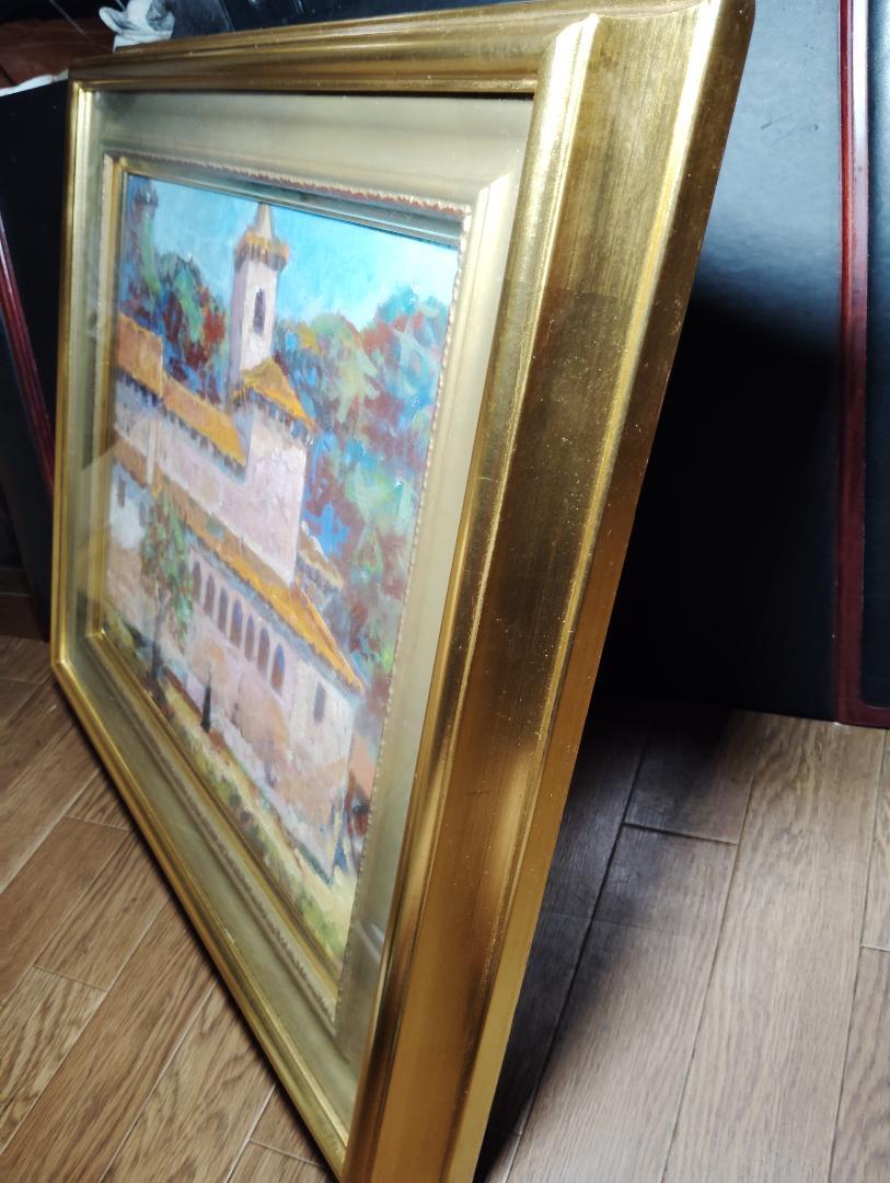 年末大特価‼️絵画油絵 画家 青山誠一風景画北スペイン ロマネスクの僧院 送料込