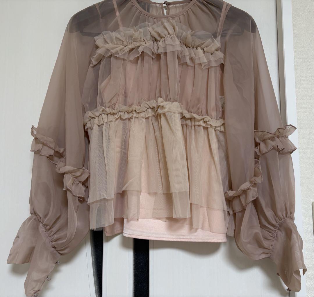 みんなが待ってた！＼再入荷待ち／人気ランキング sheer muguet pink blouse peplum tulle トップス