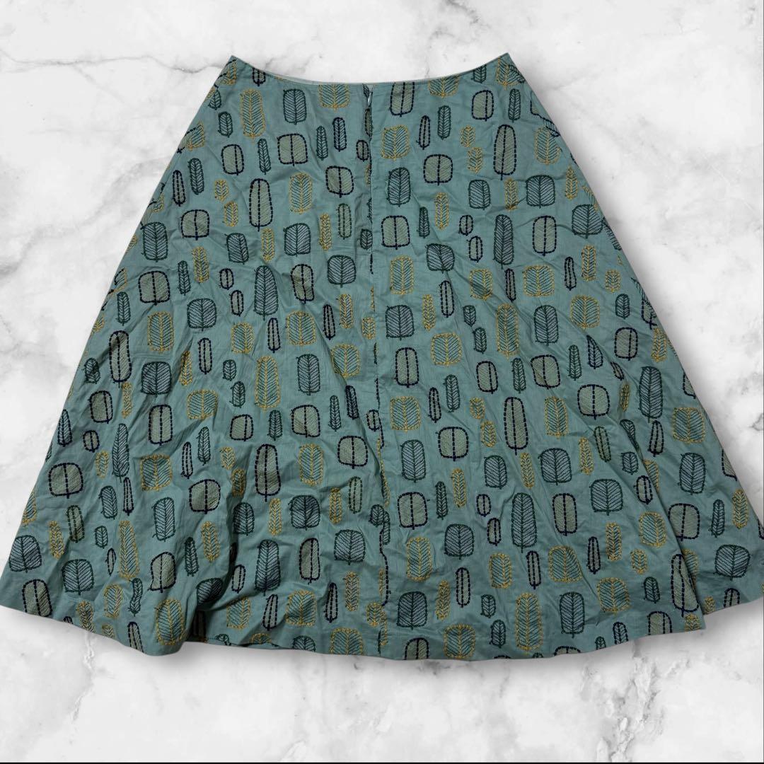 【極美品】 近年モデル ホコモモラ リーフ刺繍 フレアスカートセットアップ