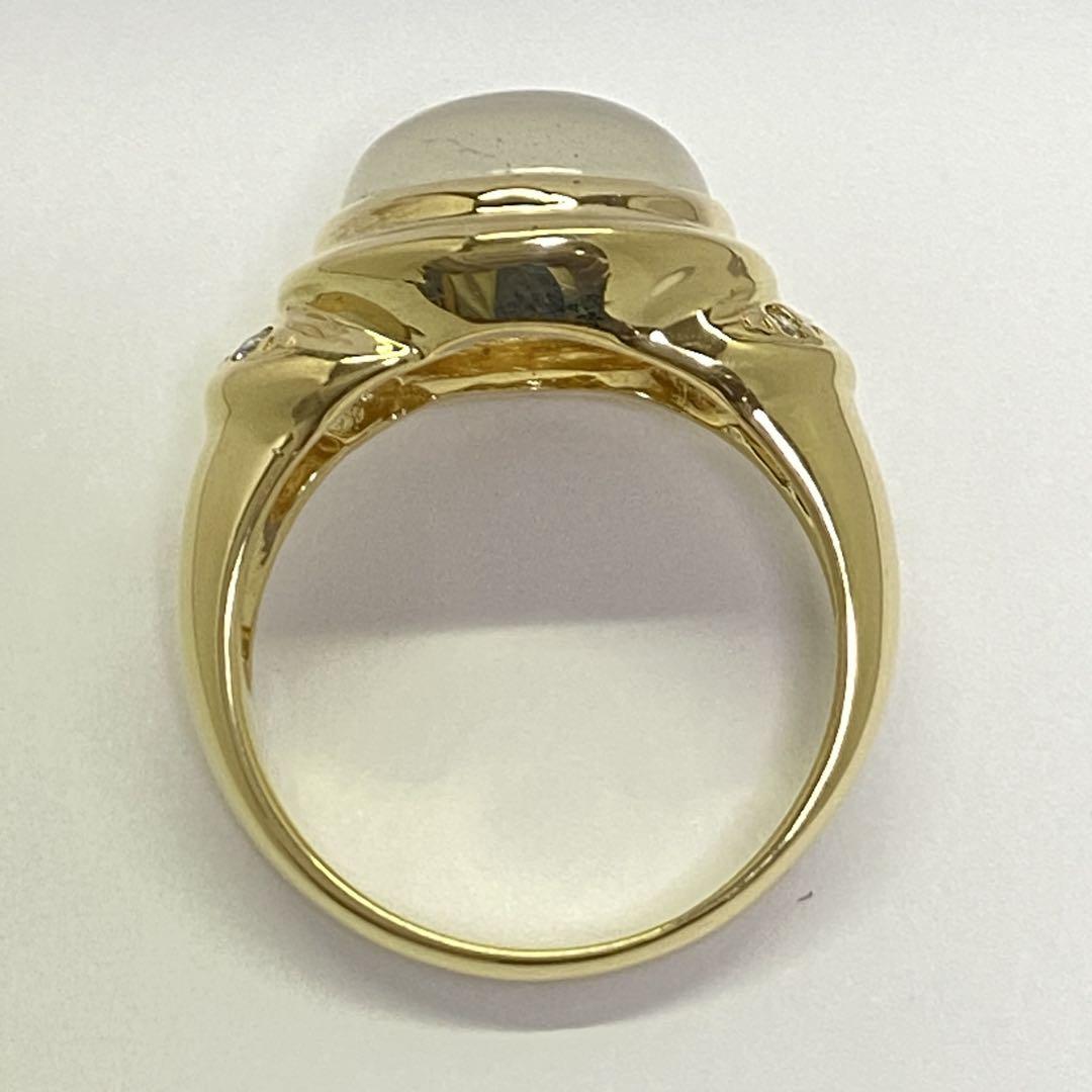 K18　天然 ムーンストーンリング　4.55ct　大粒　18金　6月誕生石