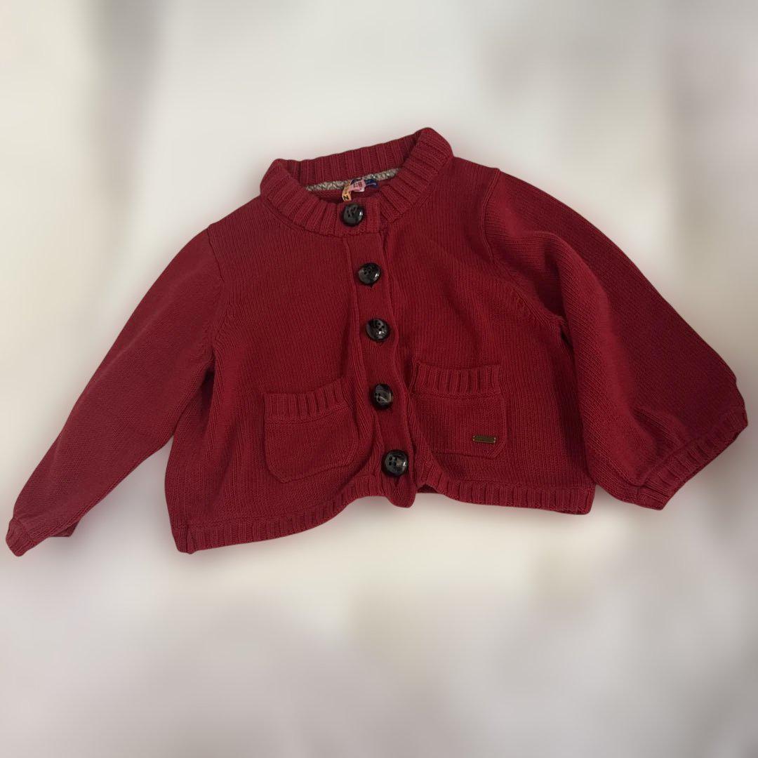 Burberry レッド 長袖 ニットカーディガン 38 - メルカリ