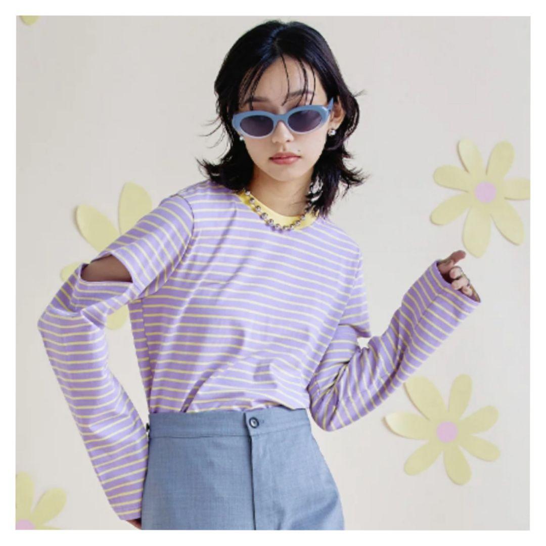 新品 多部未華子着用 miette ボーダー ロンT ミエット 未使用 多部未華子着用 miette ボーダーT 対岸の家事 パープル
