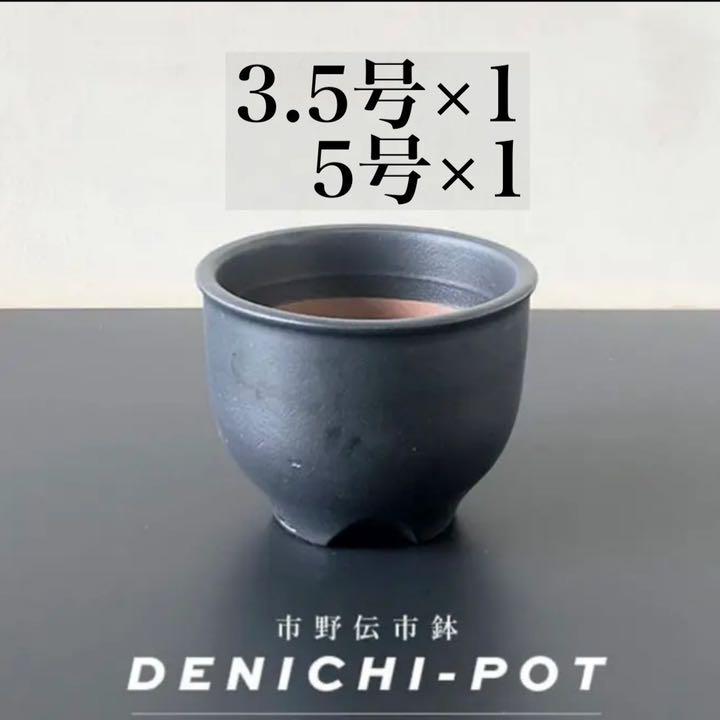 伝市鉢 コウロ型(ブラック) DENICHI-POT 市野伝市鉢 3.5号u00265号