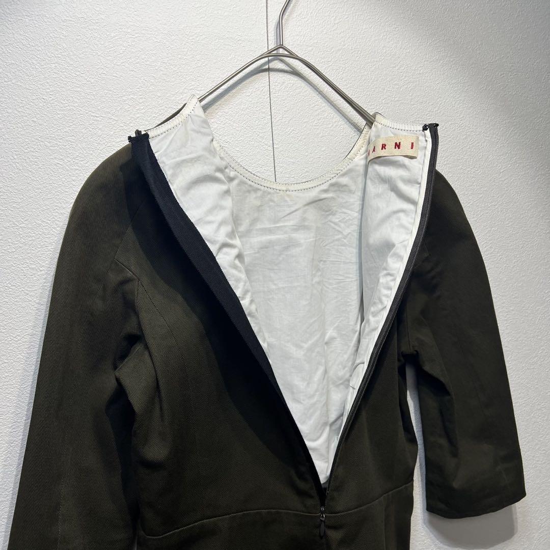 希少 MARNI 上質 コットン Aライン デザイン ドレス ワンピース 40