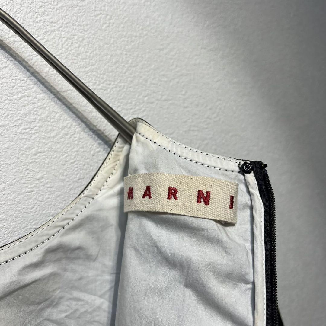 希少 MARNI 上質 コットン Aライン デザイン ドレス ワンピース 40
