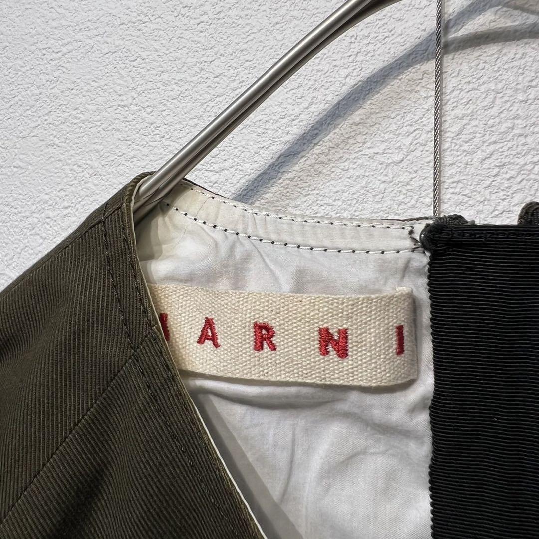 希少 MARNI 上質 コットン Aライン デザイン ドレス ワンピース 40
