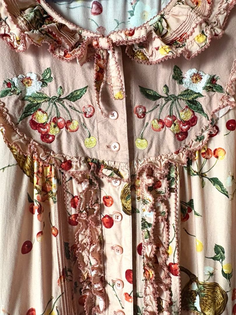 一時値下◆ピンクハウス◆ 野ばらとチェリー　プリント　ワンピース　ピンク