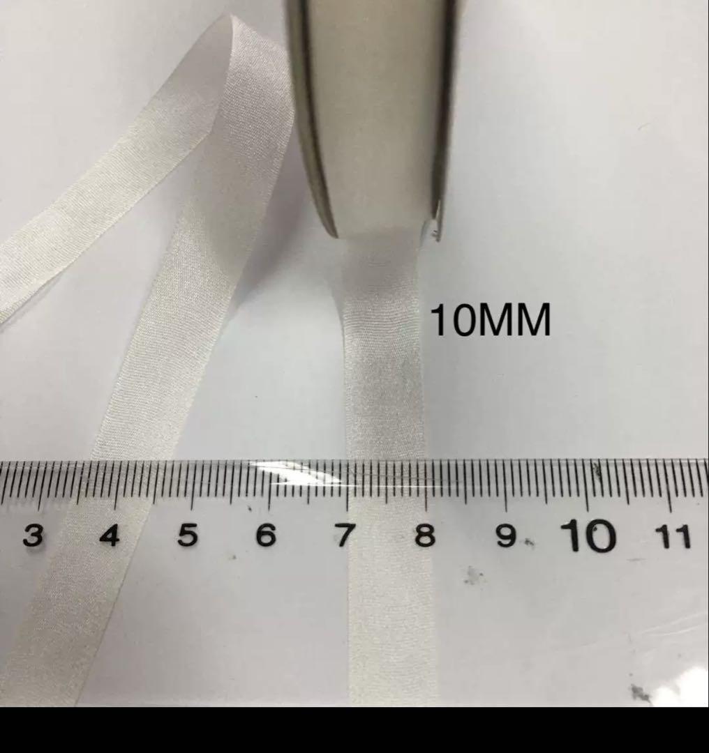 100%シルクリボン　幅1cm 100m 白色