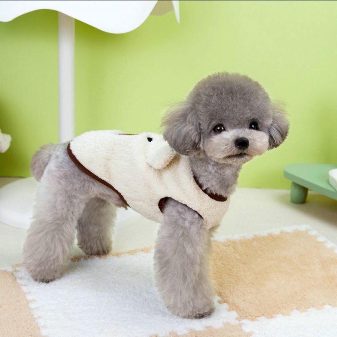 2枚セット くまさん ベスト 犬服 ブラウン ホワイト ハーネス Lサイズ