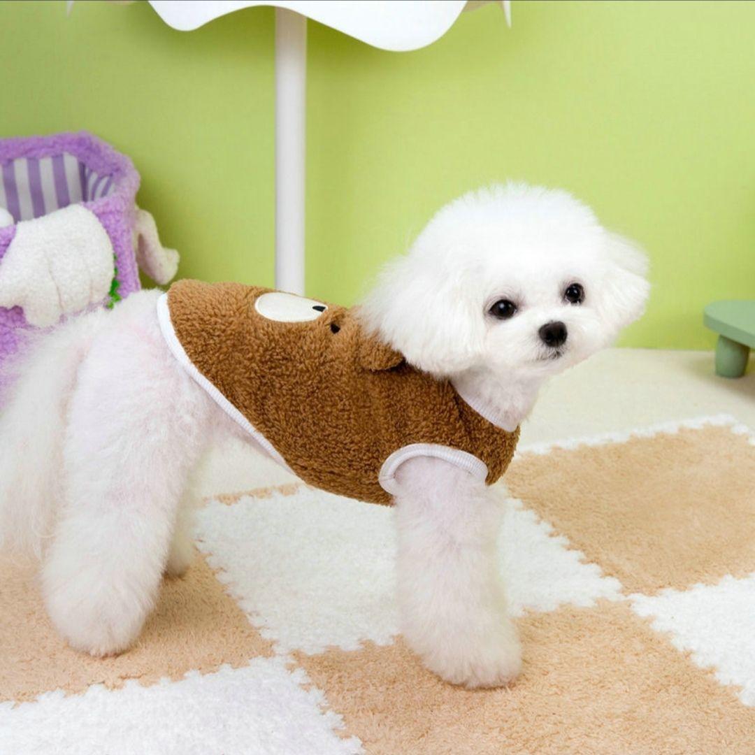 2枚セット くまさん ベスト 犬服 ブラウン ホワイト ハーネス Lサイズ