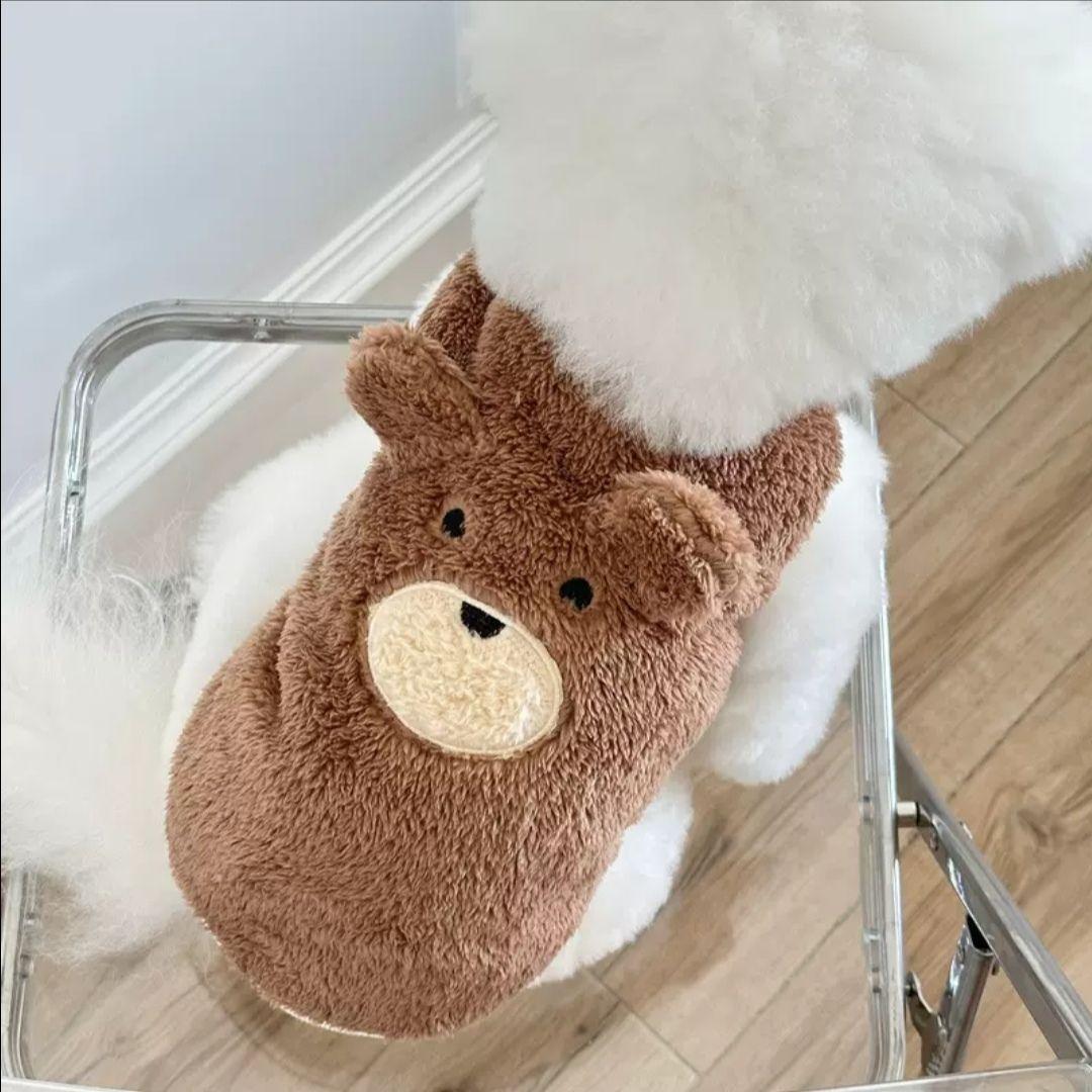 2枚セット くまさん ベスト 犬服 ブラウン ホワイト ハーネス Lサイズ