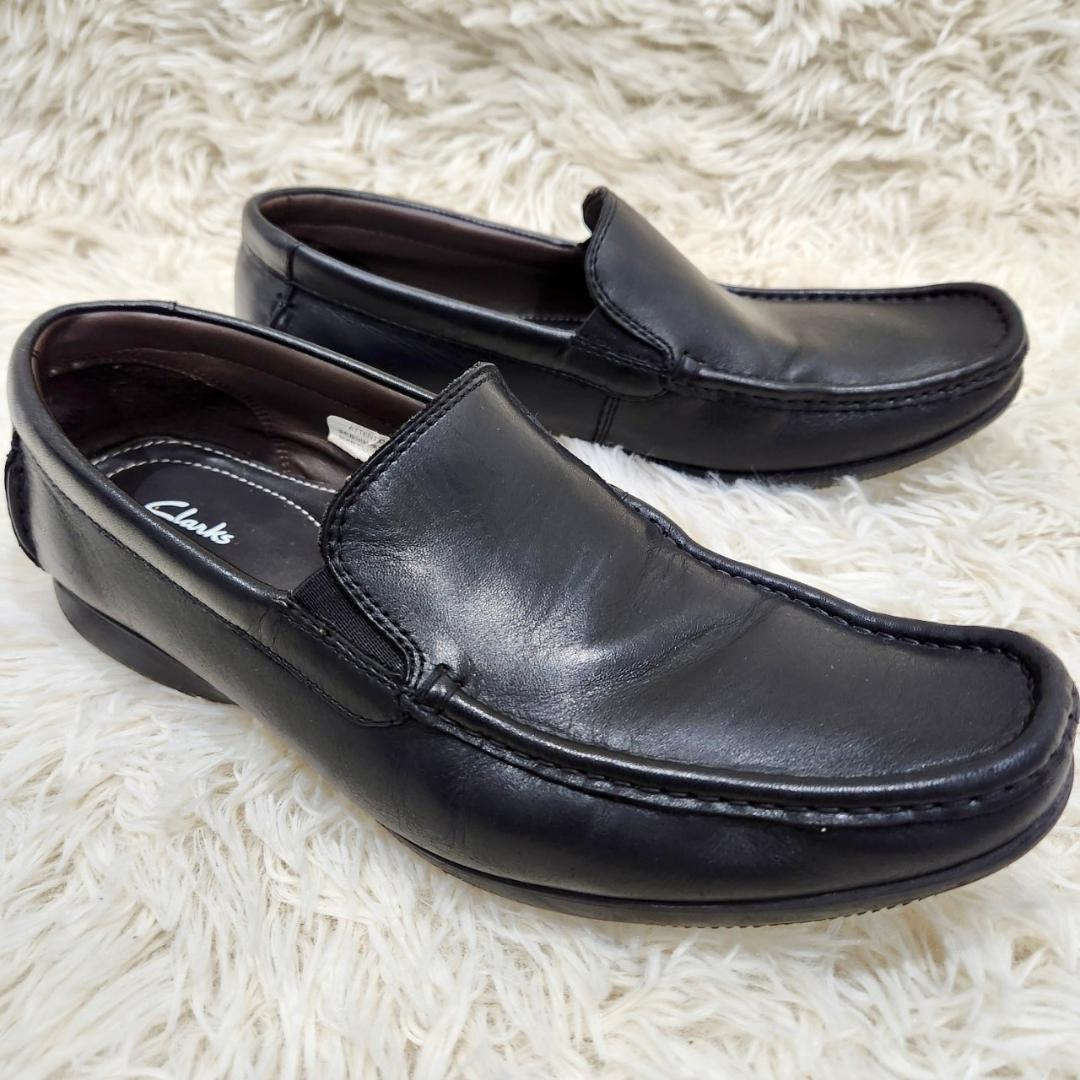 美品　Clarks　フィナーサン　サイドゴア　軽量　牛革　ビジネス　カジュアル