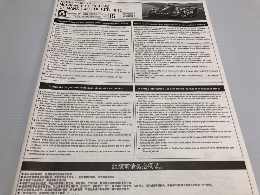 絶版 アオシマ 1/24 ロックタイト マクラーレンF1-GTR ル・マン仕様