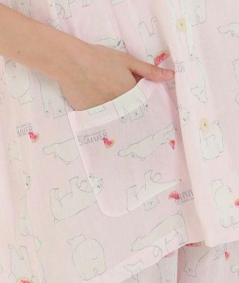 ◎新品 narue ナルエー 楊柳 白くま ギャザーパジャマ クレープ