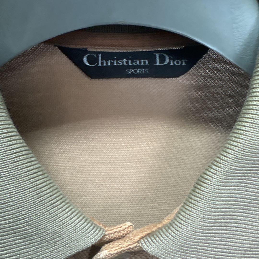 【一期一会】希少 Christian Dior SPORTS 長袖ポロシャツ 4美品 クリスチャンディオール スポーツ 変形襟 ポロシャツ 白