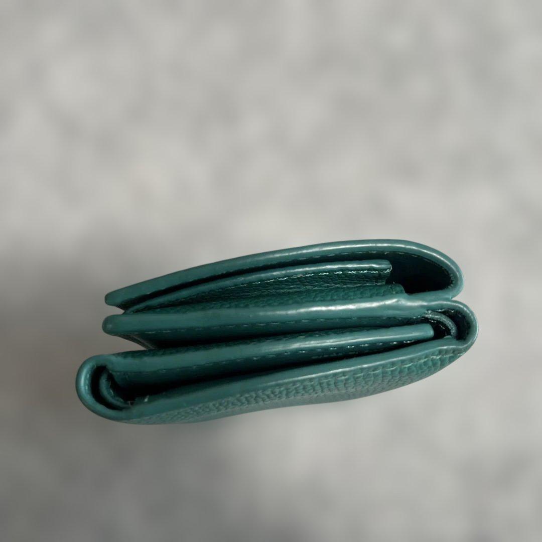 【美品】LOEWE グリーン 三つ折り財布