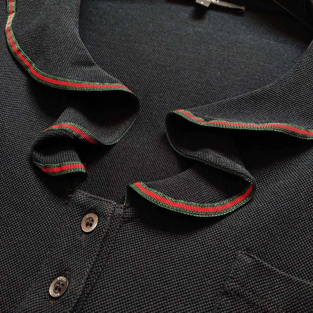 【GUCCI】グッチ シェリーライン フリル 刺繍ロゴ 半袖 ポロシャツ 黒 GUCCI】グッチ シェリーライン フリル 刺繍ロゴ 半袖 ポロシャツ