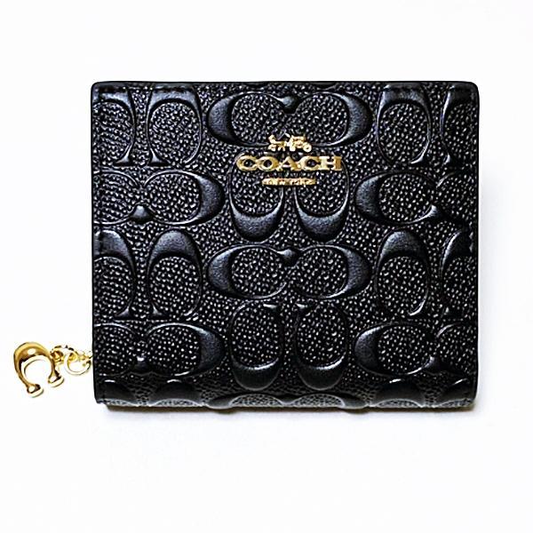 COACH コーチ 財布 エンボス加工 スモールウォレット 黒 並行